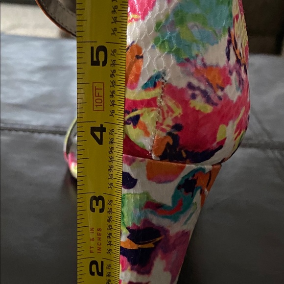 Never worn!! Fun, bright printed heels. - Picture 2 of 2